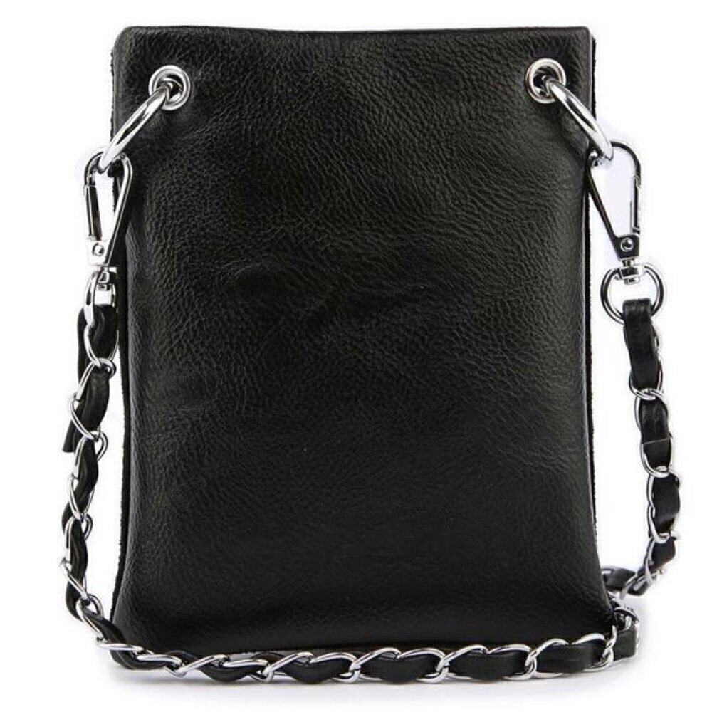 Patriotic Red White Blue Rhinestone Bling Black Hobo Crossbody Mini Phone Bag - Picture 5 of 14